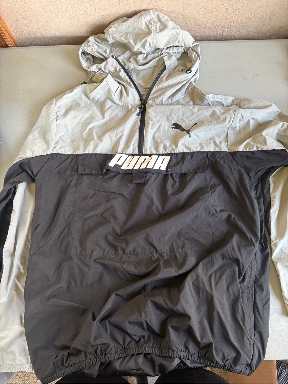 Puma Color-Block Quarter-Zip Windbreaker Hoodie - Men's Size Small